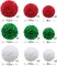 Red Green White Paper Pom Poms, Party Decoration Kit 21pcs of 8,10,12 inch Tissue Flowers for Christmas Graduation Birthday Fiesta Celebration Events